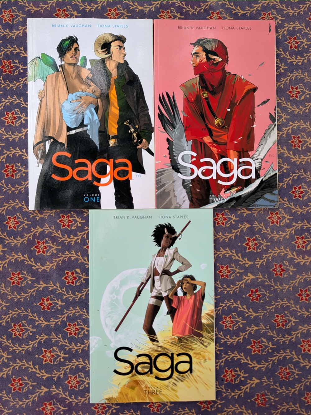 Saga Volumes One–Three Graphic Novel Set by Brian K. Vaughan (Multi-Color)